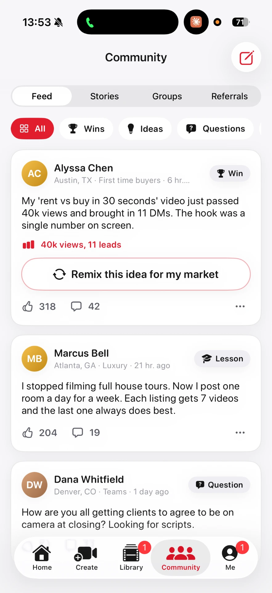 CloseUp app: Community